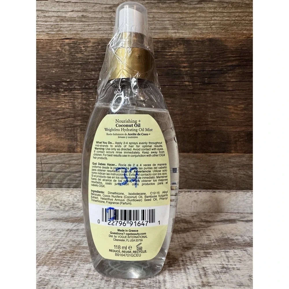 OGX Luxurious Hydrating Oil Mist – Coconut Oil & Bamboo Extract – 4 oz  Lightwei